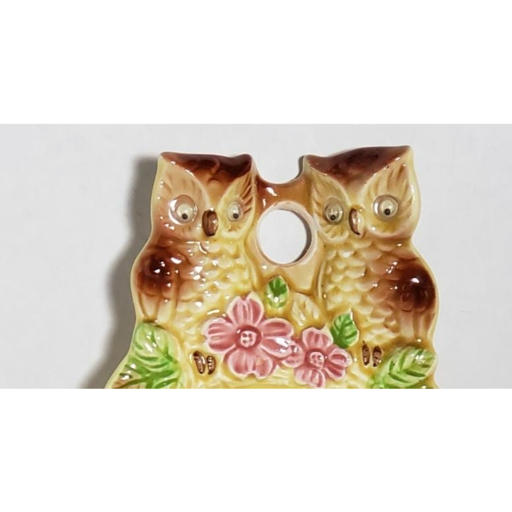 VTG Japan Scotty Owl Spoonrest Wall Plaque Hanging Googly Eyes Georgia Souvenir - Picture 4 of 7